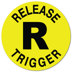 RELEASE TRIGGER Warning Sticker, cut label decal for shotgun safety