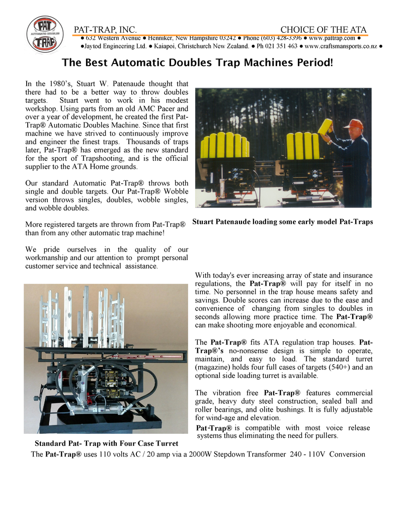 Pat-Trap Singles-Doubles Wobble Trap c/w Step down & Doubles Level Plate