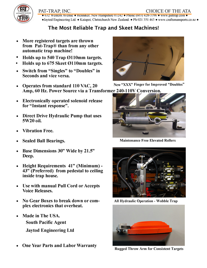 Pat-Trap Singles-Doubles Wobble Trap c/w Step down & Doubles Level Plate